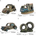 【Xiaofeng】Aquarium Landscape Realistic Appearance Hideout Decor Resin Broken Car Hiding Tank Accessories. 
