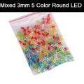 100Pcs- 3mm COLORFUL LED Mixed 3mm 5 Color Round LED Light Emitting Diode Basic LED Green Red Yellow Blue White Light Bulbs For Electronics Project Indicator Front Panels Light DIY. 