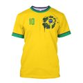 Brazil Jersey Men's T-shirt Brazilian Flag Selection Football Team Shirt O-Neck Oversized Cotton Short Sleeve Men's Clothing Top. 
