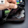 BULL CAPTAIN Wholesale Billfold Zipper Card Purse Designer Luxury Businessman Short Smart Slim RFID Cow Leather Men Wallets.