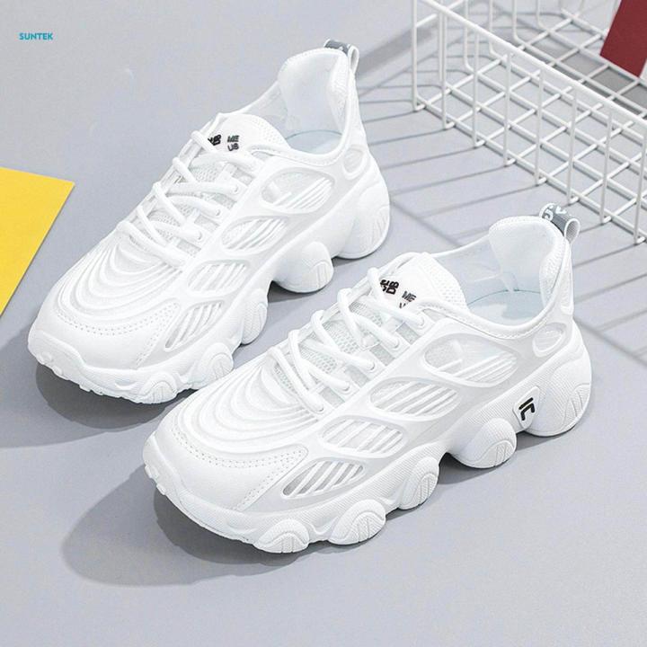 Women Casual Shoes Women Trainers Nonslip Breathable Low Top Chunky  Platform Sneakers for Women for Walking Casual Outdoor Female Women  White, 39