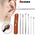Ear Pick Set Portable Ear Cleaner Set Stainless Steel With Lather Case. 
