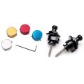 JOUYI 2PCS Strap Lock Security Lock End Button Guitar Straps Belt Buckle with 4PCS Guitar Pedals Footswitch Topper.
