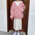Autumn and Winter New Lazy Wind Sweet Gentle Sweater Female Student Korean Style Loose Thick Knitted Cardigan Top Coat. 