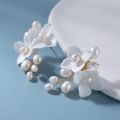 Ins Silver Gold Color Wedding Bridal Earrings White Porcelain Flower Leaf Women Drop Earring Handmade Accessories. 