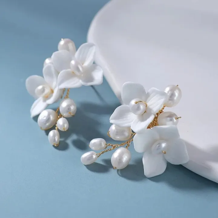 Ins%20Silver%20Gold%20Color%20Wedding%20Bridal%20Earrings%20White%20Porcelain%20Flower%20Leaf%20Women%20Drop%20Earring%20Handmade%20Accessories%20-%20Image%204