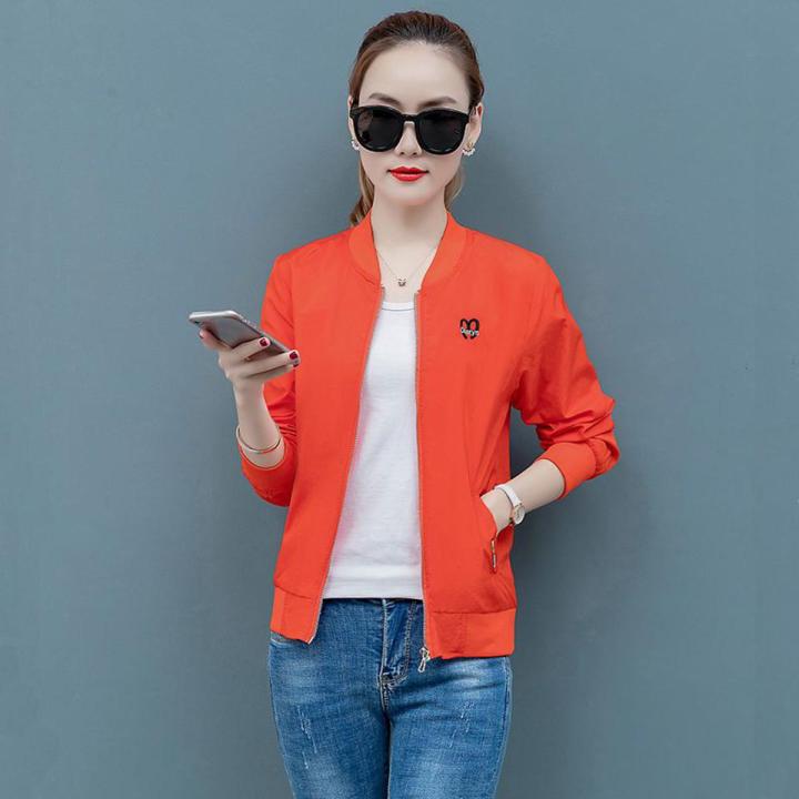 Women's Short Coat Women's Jacket Zip-up Shirt Small Coat Women's Jacket Korean Style Loose Student Baseball Uniform Double Layer Gary