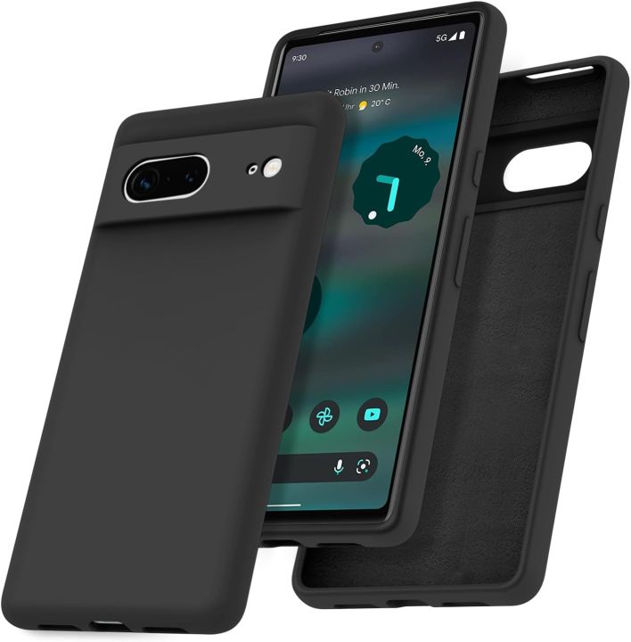 Euro Cover for Google Pixel 6/6A/7/7 Pro/6 Pro , Soft Protective Liquid Silicone Case -Black
