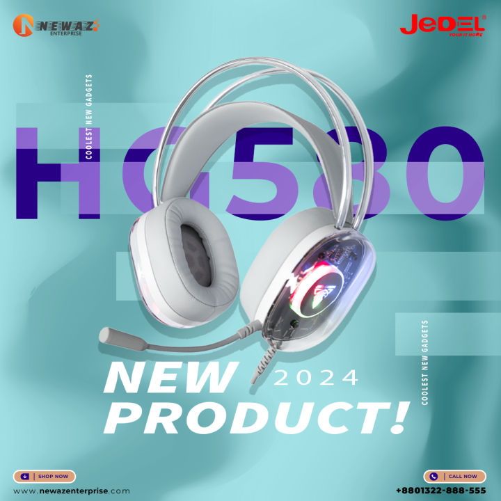 JEDEL GH-580 GAMING HEADPHONE 3.5 And USB For RGB 7.1 Surround Sound With Noise Cancellation
