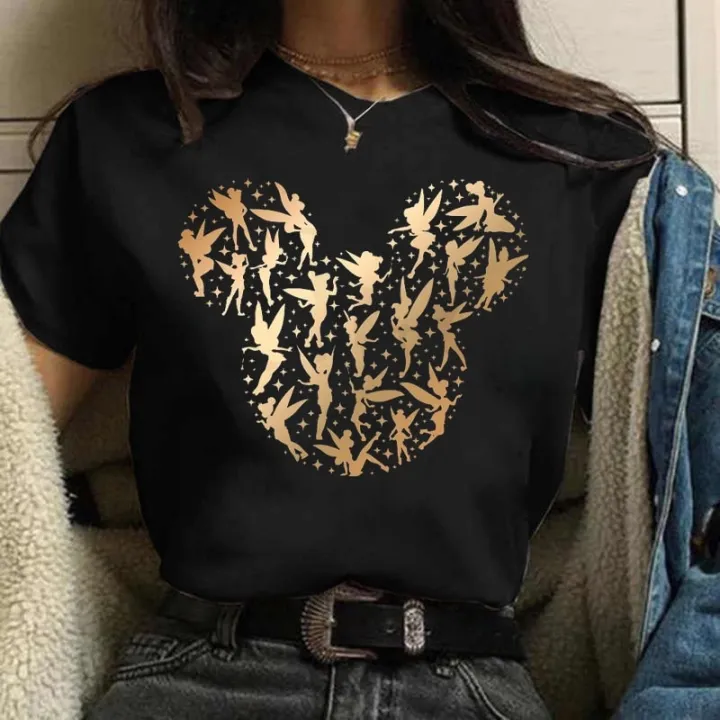 Disney%20Gold%20Micky%20Head%20Women's%20Casual%20100%25%20Cotton%20T-shirt%20Mickey%20Mouse%20High-Quality%20Print%20Fashion%20Top%20Cartoon%20-%20Image%206