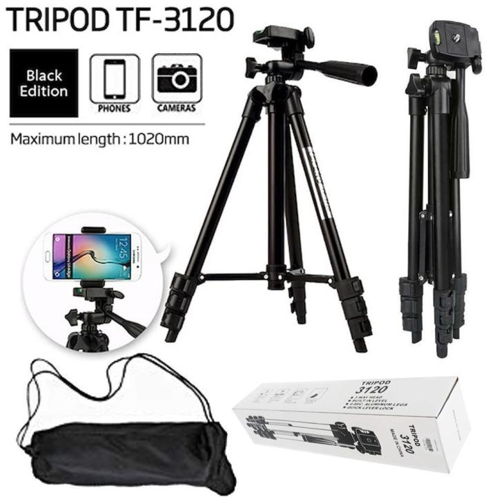TikTok Facebook Youtube Video Making 360° Horizontal Tripod 3120 Camera Vertical Swivels With 3-Way Head Stand with Phone Holder Clip-AP