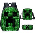 CROSS-BORDER NEW MINECRAFT PRIMARY AND SECONDARY SCHOOL STUDENTS SCHOOL BAG MINECRAFT GAME PERIPHERAL BACKPACK THREE-PIECE SET WHOLESALE. 