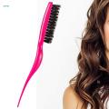 Teasing Hair Brushes, Three Row Comfortable Handle Rat Tail Comb for Hair Styling Beauty , Rose Red. 
