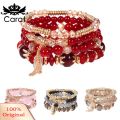 4Pcs/Set Boho Faux Agate Pearl Tassel Chain Charm Beaded Bracelet Women Jewelry.