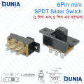 6 Pin Mini SPDT Slider Switch Two Position PCB Mounable. 