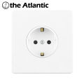 DE/EU/RU Standard Power Plug Socket Wall Electrical Outlet Wall Socket Grounding 16A 250V White Plastic Frame. 