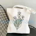 Flower Print Canvas Tote Bag Totes Aesthetic Bags for Women Shopper Shopping Bag Back To School Gift for Teacher Bolsa Feminina. 