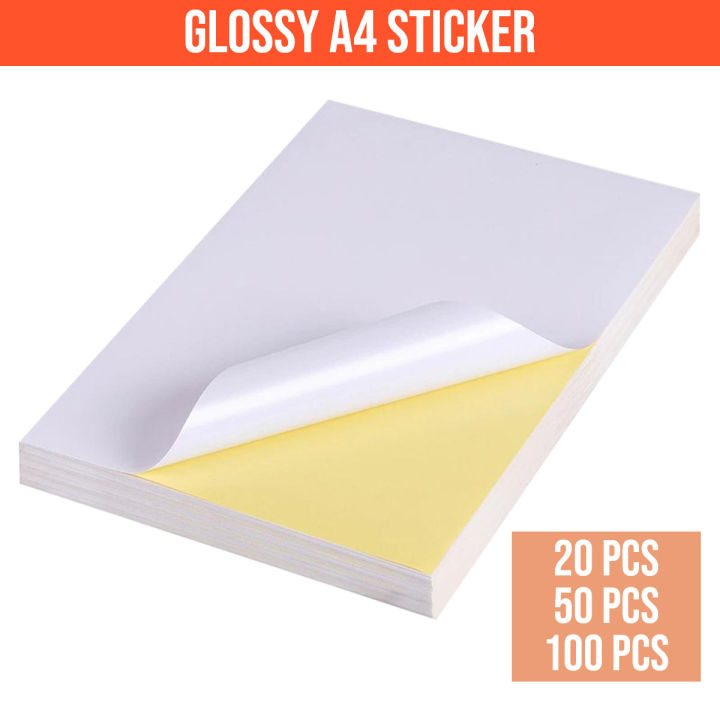Glossy A4 Self-Adhesive Sticker Paper Easy Tear, Strong Adhesive ...