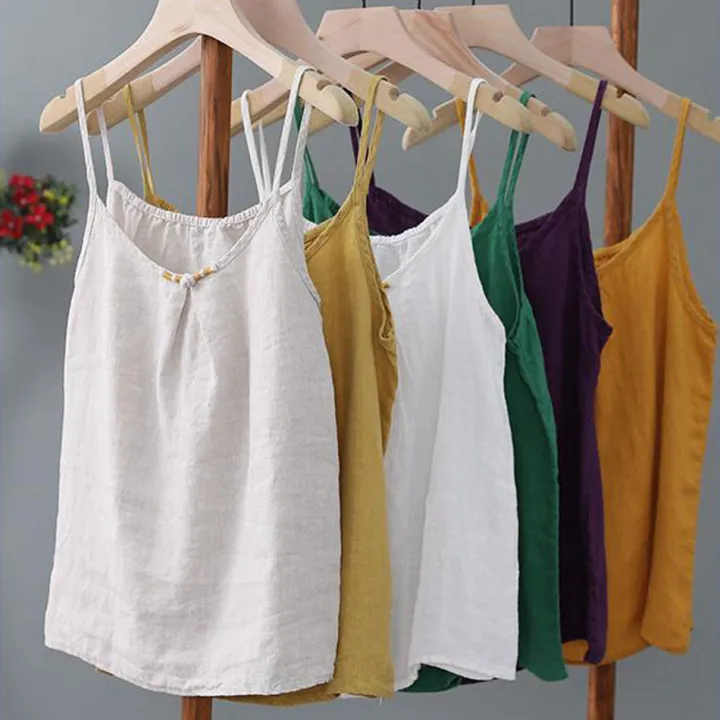 Retro%20Art%20Frog%20Button%20Pure%20Cotton%20Camisole%20Women2022Summer%20New%20Loose%20Inner%20Wear%20Sleeveless%20Top%20for%20Women%20-%20Image%204