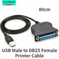 80cm USB Male to DB25 Female Printer Cable Parallel Print Converter Cable 25 Pin 25Pin LPT USB to DB25 Cable. 