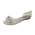 bingbing shiny glitter jelly shoes women's summer crystal flat heel flat fish mouth transparent outer wear sandals sanda. 