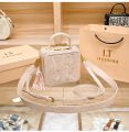 High-quality leather embroidery handbox bag bag women's 2024 new cross-border fashion wide shoulder strap shoulder crossbody bag.