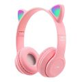 Cute Cat Ear Gaming Headphone Foldable Bluetooth-Compatible Gaming Headset LED Light Stereo Headsets Low Latency Kid Girl Gift. 
