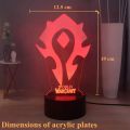 【Nine Dan Store】Game of Cool WOW World of Warcraft Signs 3D Illusion Bedside Lamp RGB LED 7 Color USB LED Night Light Holiday Gift. 