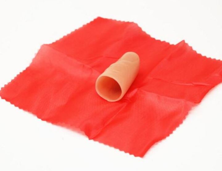 Magic Thumb Tip with Red Silk Scarf - Classic Vanishing Scarf Magic Trick - Professional Close-Up Magic Prop for Beginners - BD MAGIC SHOP