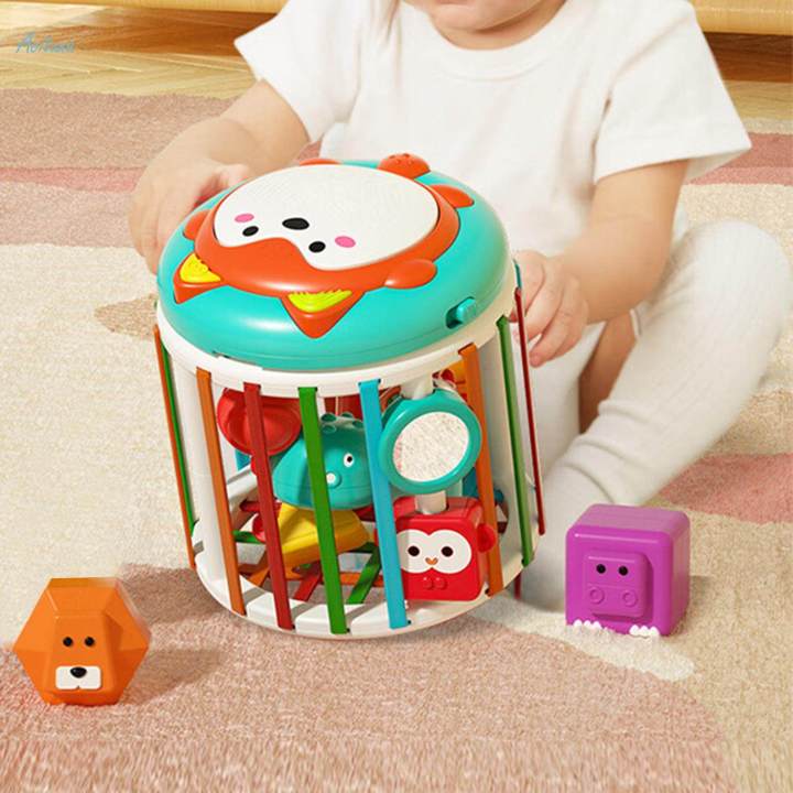 Sensory Bin Baby Toys Activity Cube Shape Sorting Toy for Age 1 2 3