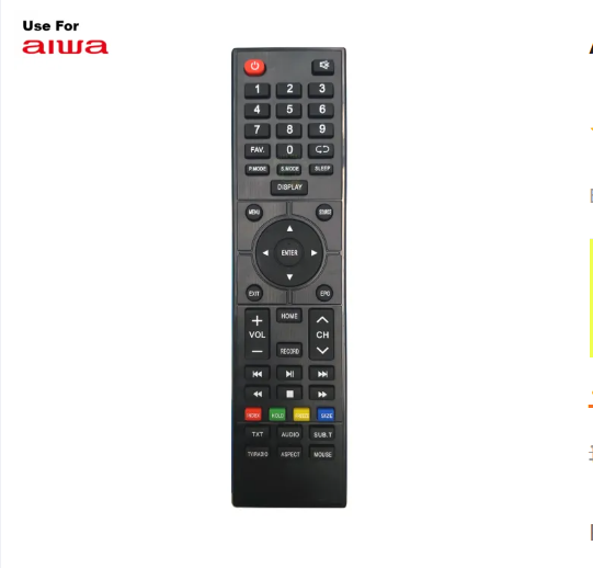 Aiwa Smart Android HD Led TV Remote Control