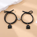 Candy Color Lovers Bracelets 2PCS/set Rope Chains Heart Charm Bracelets love magnet Ghost Charm Bangles for Anniversary Gifts Relationship Jewelry Casual Wear Valentine's Day Friends Accessory.