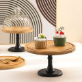 Goblet Cake Tray Rotating Display Stand Wooden Bread Sampling Plate Pastry Table with Lid Cake Cover Glass Cover. 