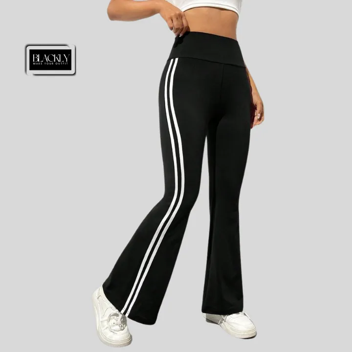 EZ%20wear%20Striped%20Tape%20Side%20Flare%20Leg%20Pants%20-%20Image%204