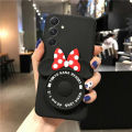New Phone Case For Samsung Galaxy A15 Cover Makeup Mirror Soft Cute Cartoon Camera Stand Bracket Soft Silicone for Samsung A15 Case.