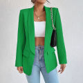 women suit coatAutumn and Winter Temperament Commuting Solid Color Polo Collar Long Sleeve Suit Coat Top Blazer. 
