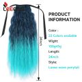 Long Synthetic Corn Wave Ponytail Extension Clip In Ombre Red Pink Color Curly Wavy Hair Extensions Tie Up Ponytail Hair Piece.