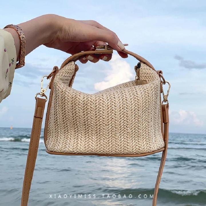 The road to happiness Store】（NEW）Straw Crossbody Bag For Women