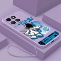 [Free Strap] Honor X8b X7b X8a 5G X7a X6a Smile Astronaut Square Phone Case Liquid Silicon Soft Casing nasa Cover. 