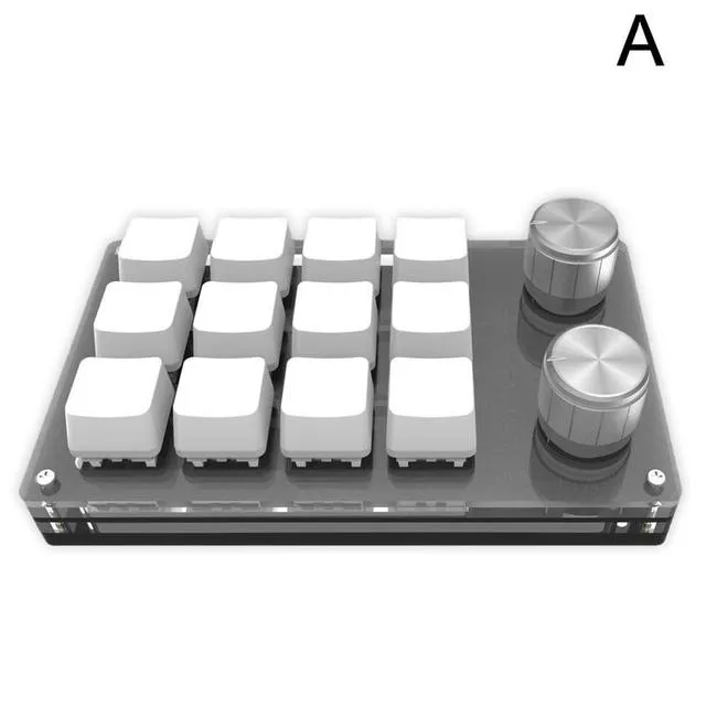 Macro Keyboard 12 Key 2 Knob Mechanical Keyboard Hot Swap Custom Keypad One-Handed Keypad Mini Gaming Auxiliary Keyboard