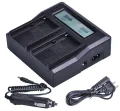 Dual LCD Quick Battery Charger for Sony NEX-FS100, NEX-FS100U, NEX-FS100UK, NEX-FS100E, NEX-FS100EK, NEX-FS100P NXCAM Camcorder. 