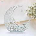 Metal Candlestick Eid Mubarak Ornament Moon Star Decorative Candlelight Tea Light Candle Holders Ramadan for Hotel Fireplace Mantel New Year. 