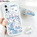 Jizetin for Infinix Hot 12 Back Cover + Free Pop Socket Sweet Melody Soft Wavy Shape TPU Phone Case For Girls Boys.