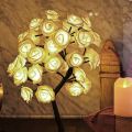 Rose Flower Tree Lamp, 24 White Roses Table Lamp, Lighted Tabletop Tree for Home Wedding Bedroom Decoration Gift. 