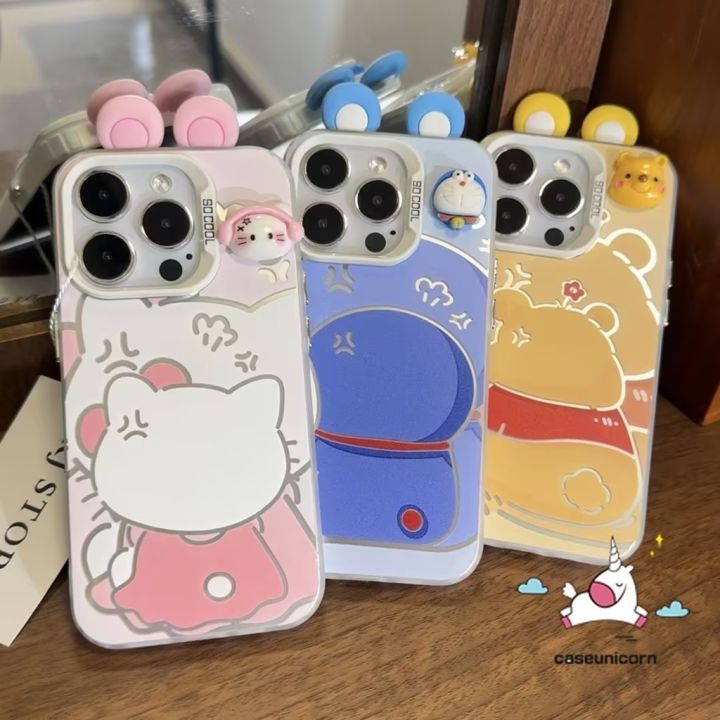 For Samsung A05s A34 A15 A24 A05 A12 A14 A35 A32 A25 A54 A20 A10s A50 A13 A52 A23 A30s A03 A21s A20s A04s A03s A50s A53 A51 A31 A11 Cartoon Winnie DIY 3D Doll Cute Hello Kitty Case