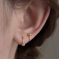 Heart-Shaped Girls Elegant Women Five-pointed Star Ear Cartilage Helix Piercing Stud Earring Jewelry Accessories Korean INS Style Stainless Steel Spiral Twisted Stud Earrings.