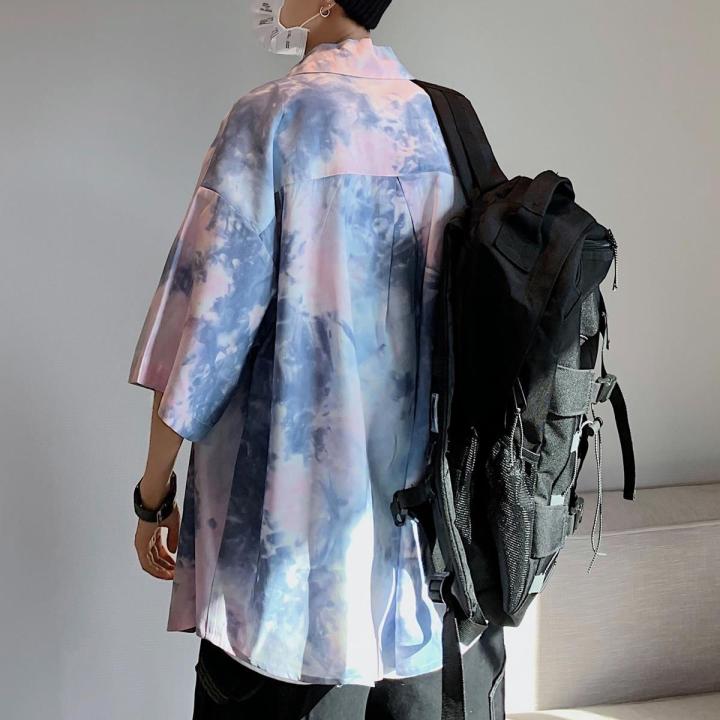 Tie-Dyed%20Gradient%20Color%20Short-Sleeved%20Shirt%20Men's%20Shirt%20Summer%20Trendy%20Fashion%20Coat%20Japanese%20Hong%20Kong%20Style%20Thin%20Ruan%20Handsome%20Shirt%20-%20Image%207