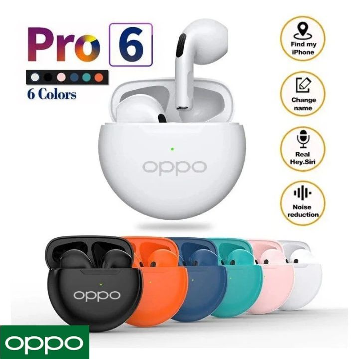 【Ready Stock+FREE Shipping+COD】Original OPPO Pro 6 TWS Fone Bluetooth Earphones Stereo Headset Wireless Headphones Mini In Ear Charging Box Earbuds for Mobile Phone