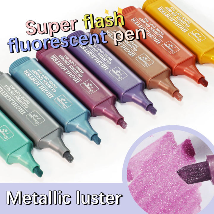 Metallic Highlighter Pen Subtle Glitter Highlighter Markers Note Taking and Journaling Supplies