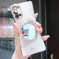 For OPPO A38 4G / A18 4G Back Cover with Bowknot Mirror Luxury 6D Plating Square Bumper Girls Makeup Casing Shiny Soft Silicone Full Camera Protection Pouch. 